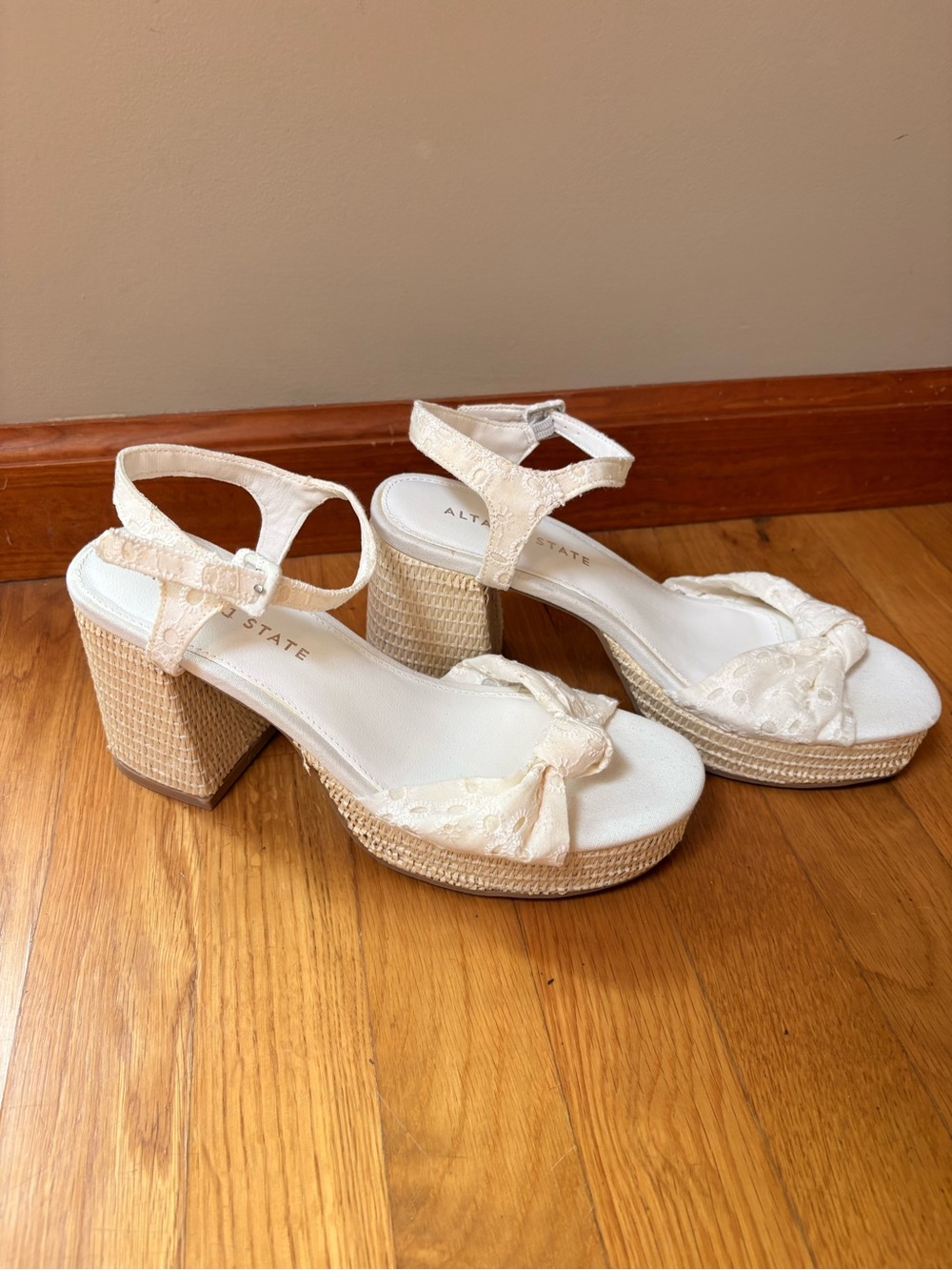 Altar’d State cream platform block heel sandals